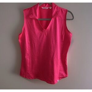 Lady Hagen‎ Golf Shirt Sleeveless Polo Neon Pink Small V - Neck
